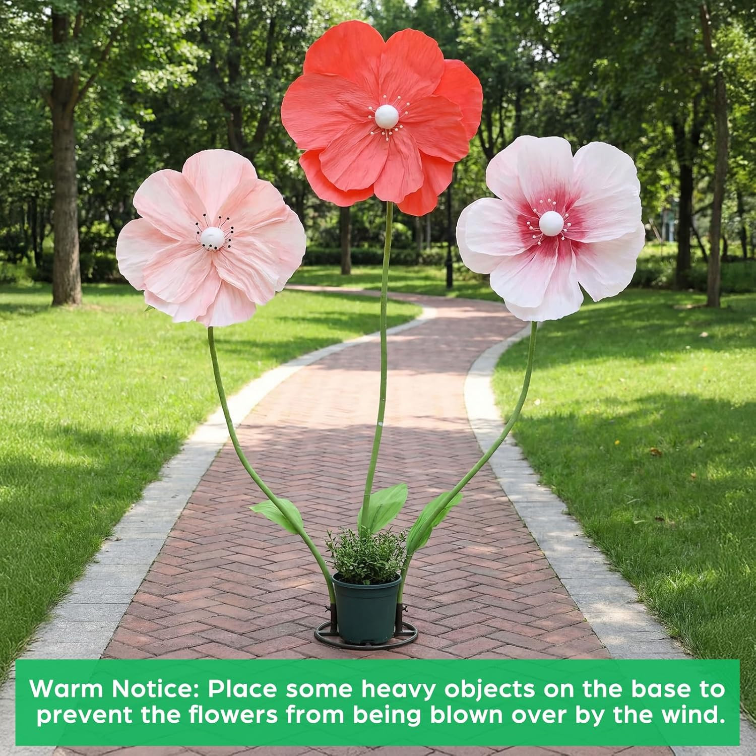 Giant 6.1Ft Artificial Flowers with Stand for Garden Party & Wedding Decor