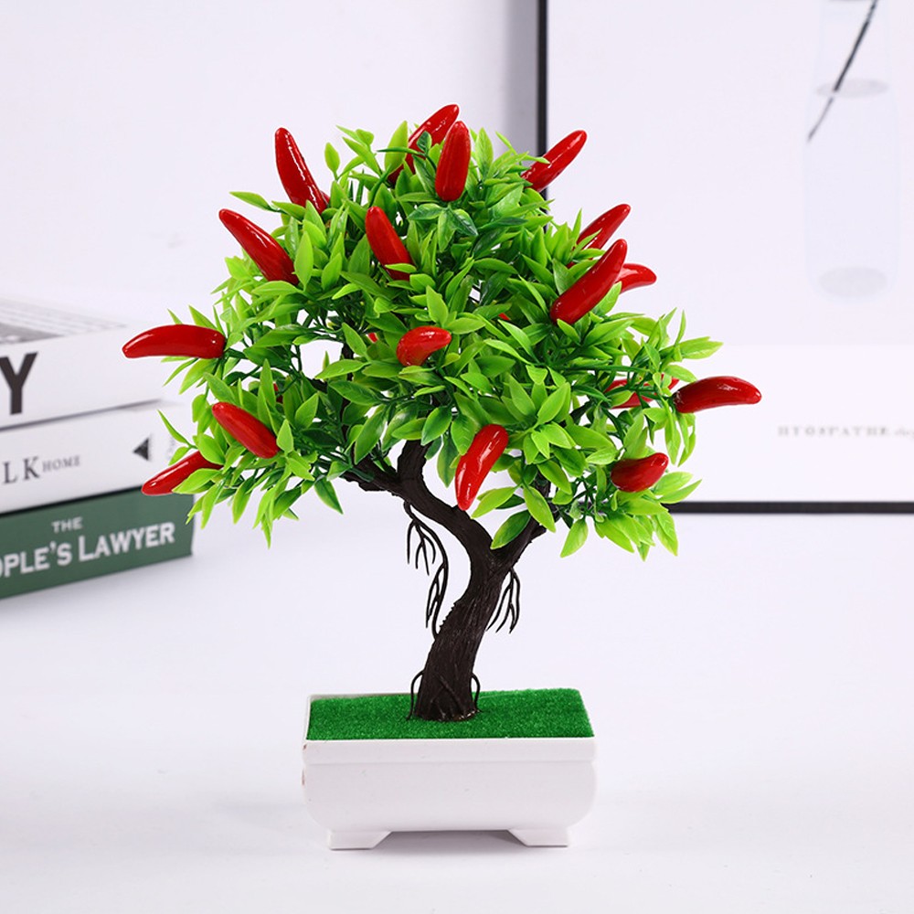 Simulated Fruit Bonsai Ornaments Artificial Fruit Orange Peach Chili Tree Bonsai