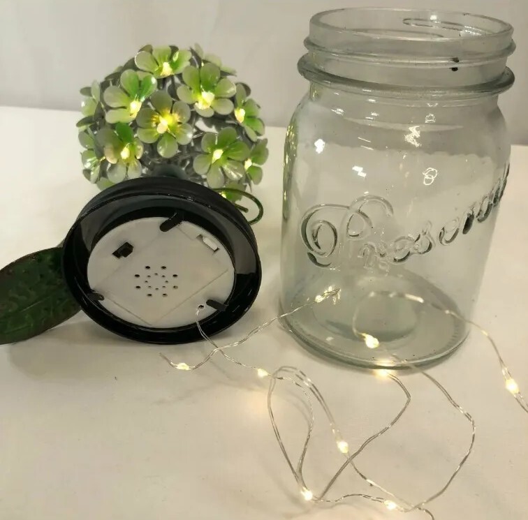 LED Lighted Metal Hydrangea in Jar with fairy ligh, Ultimate In.. Green. Q7