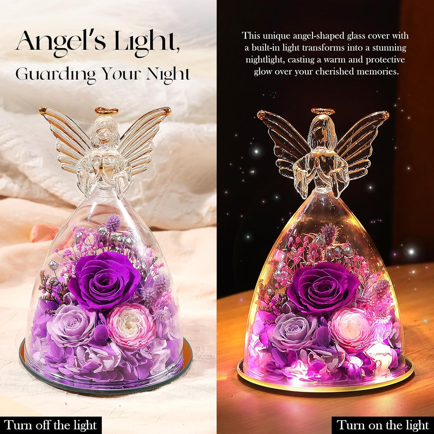 Mothers Day Roses Gifts for Mom Forever Preserved Real Roses Flowers in Glass An