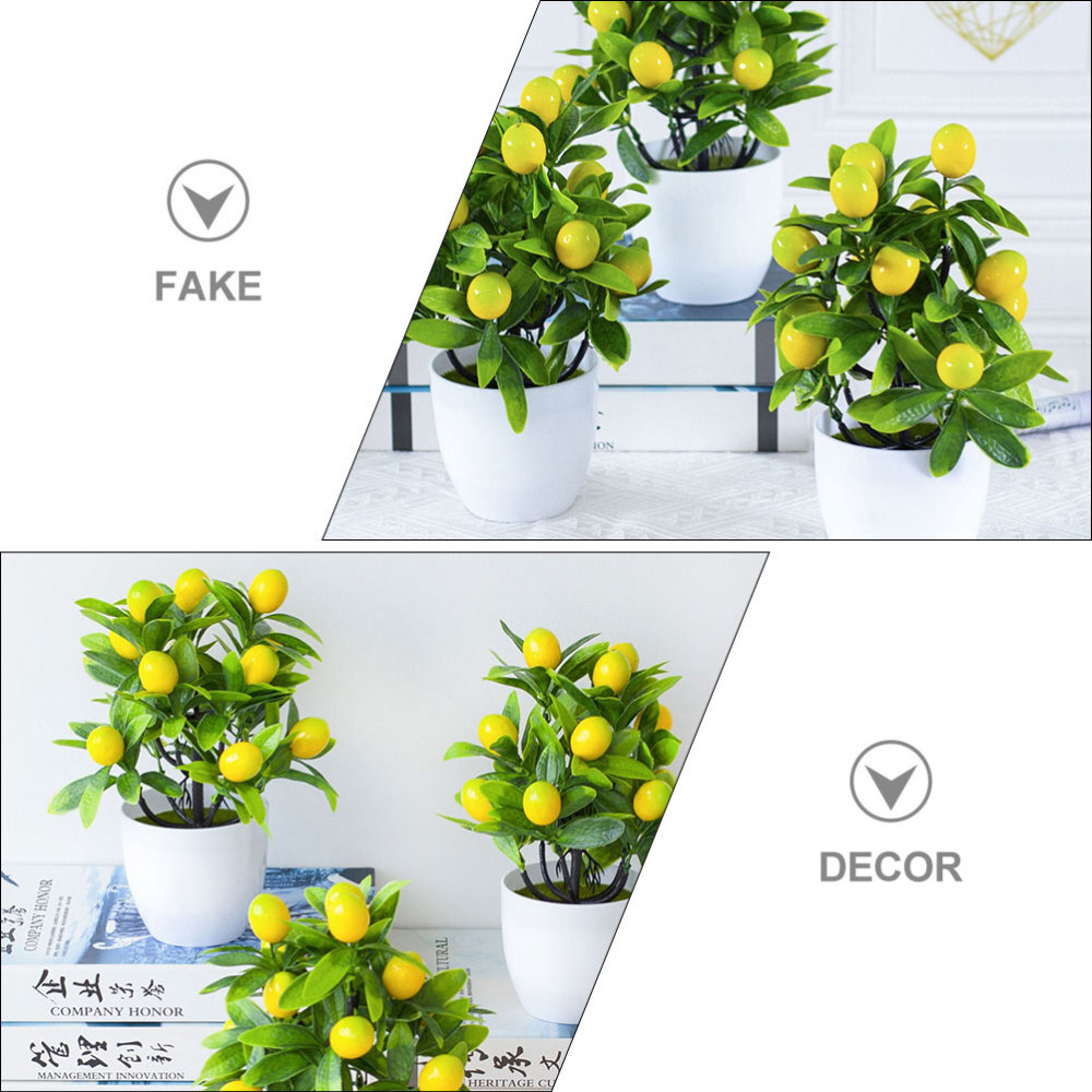 Potted Faux Tree Artificial Lemon Plant Practical Fake Plant Desktop Greenery