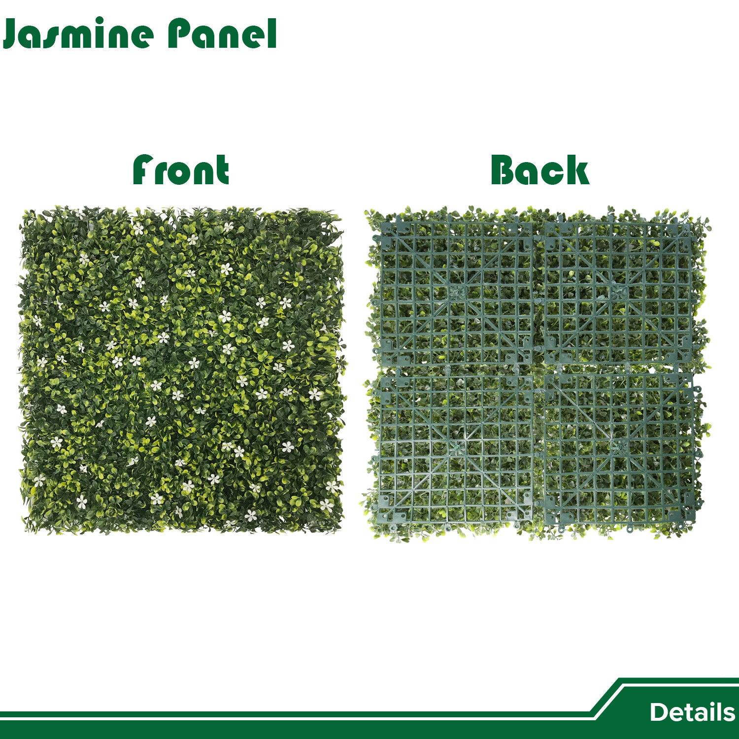20″ Artificial Faux Jasmine Leaf Mats Wall Hedge Decor Privacy Fence Panel DIY