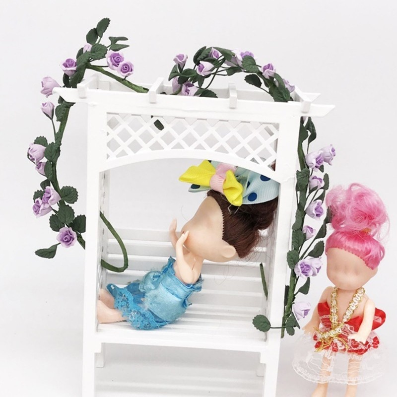 1/12 Miniature Flower Vine Realistic Artificial Rose Flower Garden Scene Display
