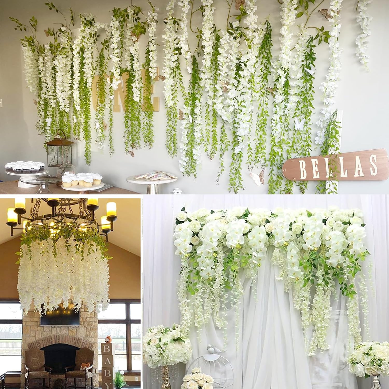 Artificial Wisteria Hanging Flowers Fake Wisteria Flower Garland Silk Vines Ratt