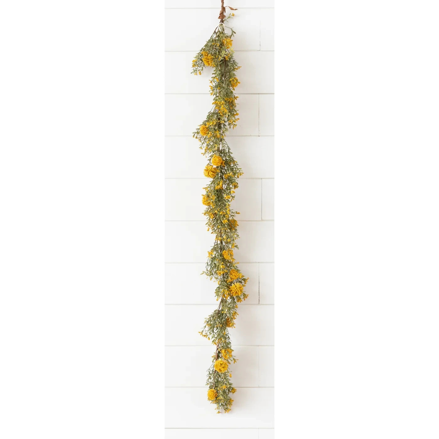 New Primitive Farmhouse MUSTARD BILLY BUTTONS FLORAL GARLAND Swag Vine 49″