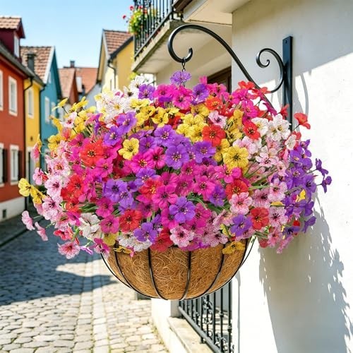 24 Bundles Artificial Flowers for Outdoors UV Resistant Silk Fake Faux Flowers