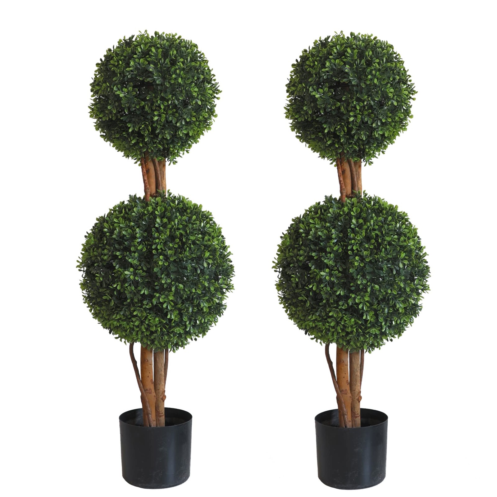 Lifelike Indoor&Outdoor use 3Ft Boxwood Double Topiary Trees Faux Topiary Tre…