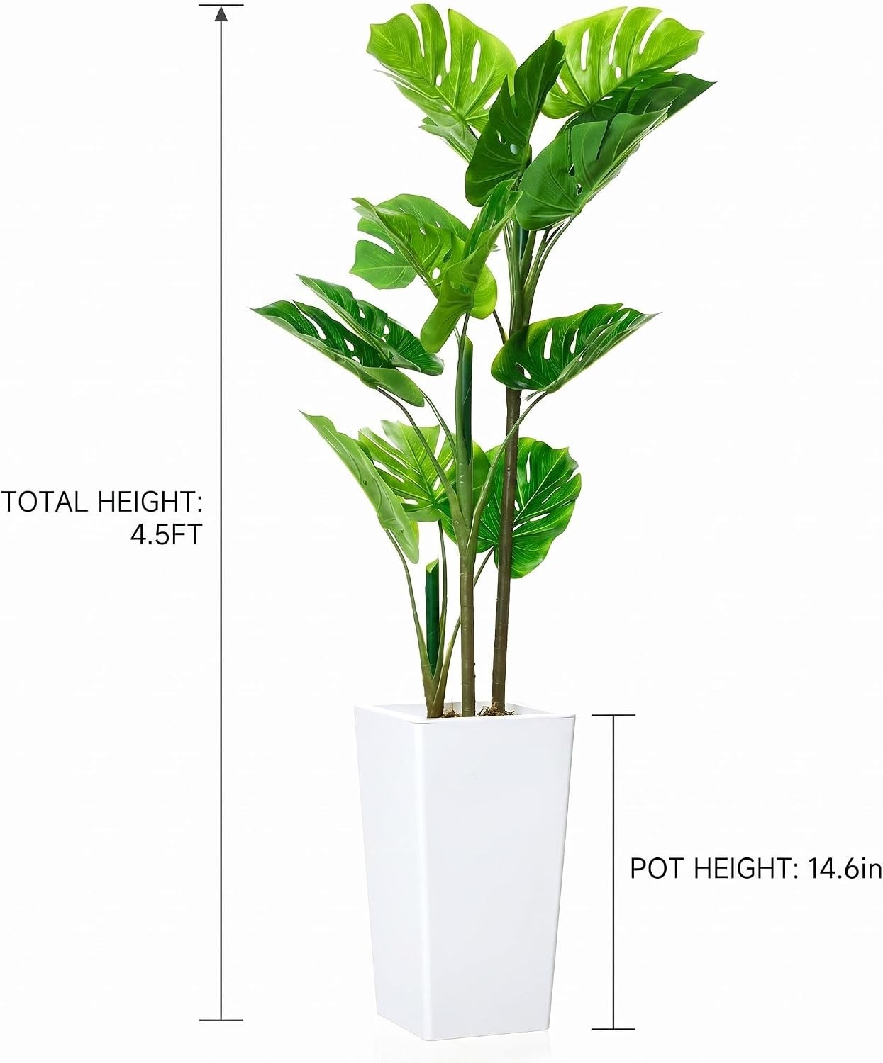 4.5FT Artificial Monstera Plant Faux Tropical Palm Tree Tall Planter Decor Tree