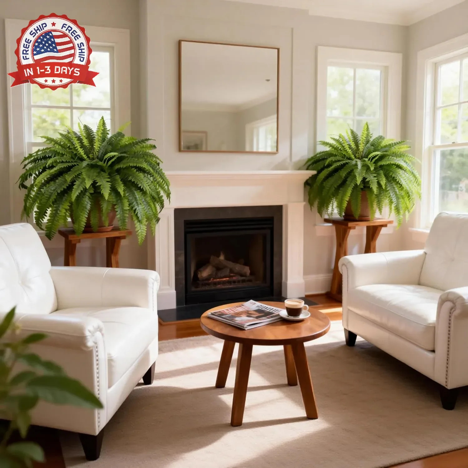 Artificial Ferns for Outdoors & Indoors, 51″ Fake Ferns Artificial Plants Large