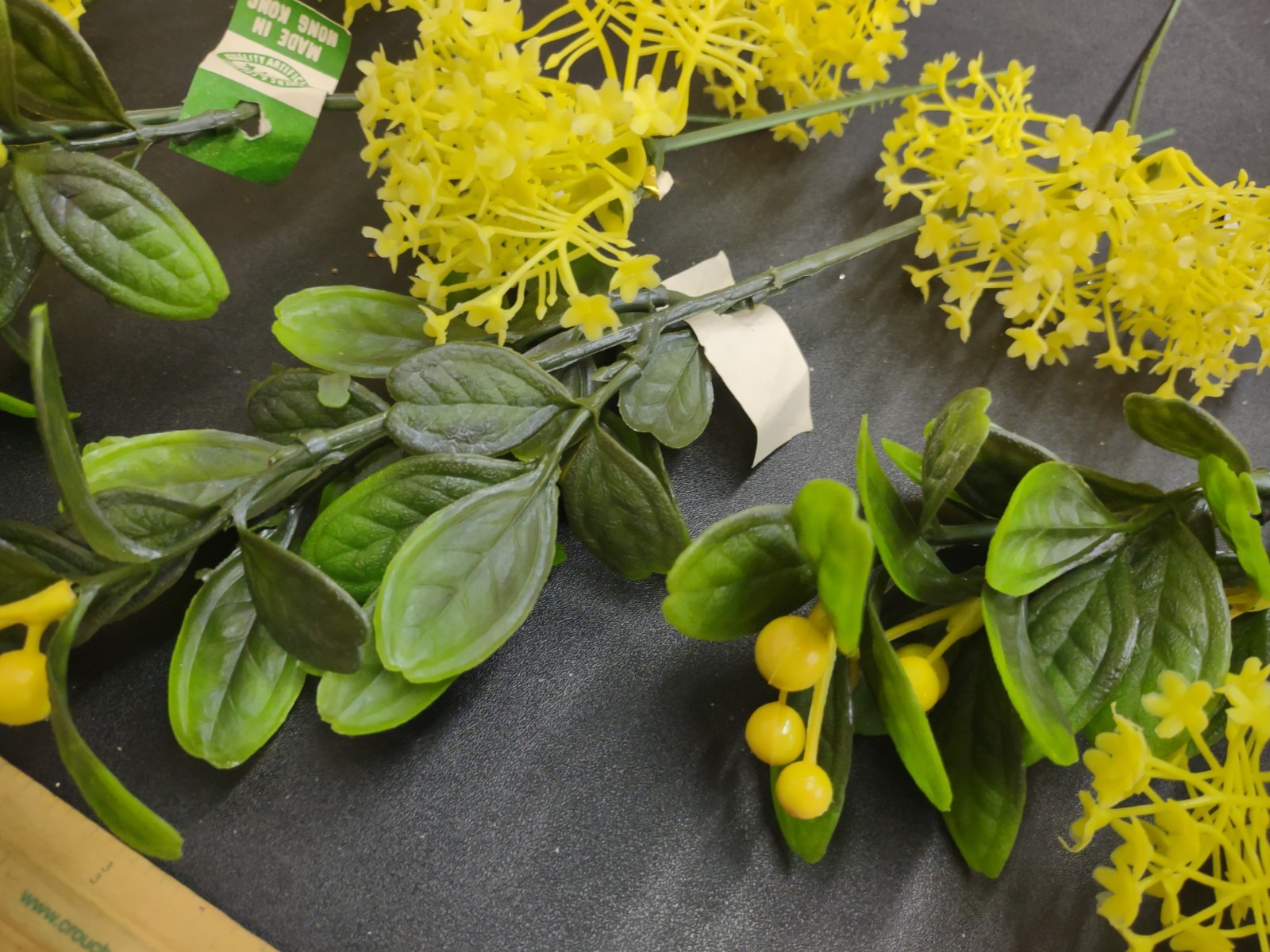 9 Stems 1960s Vintage Plastic Retro Flowers & Greenery-Mistletoe & Babies Breath