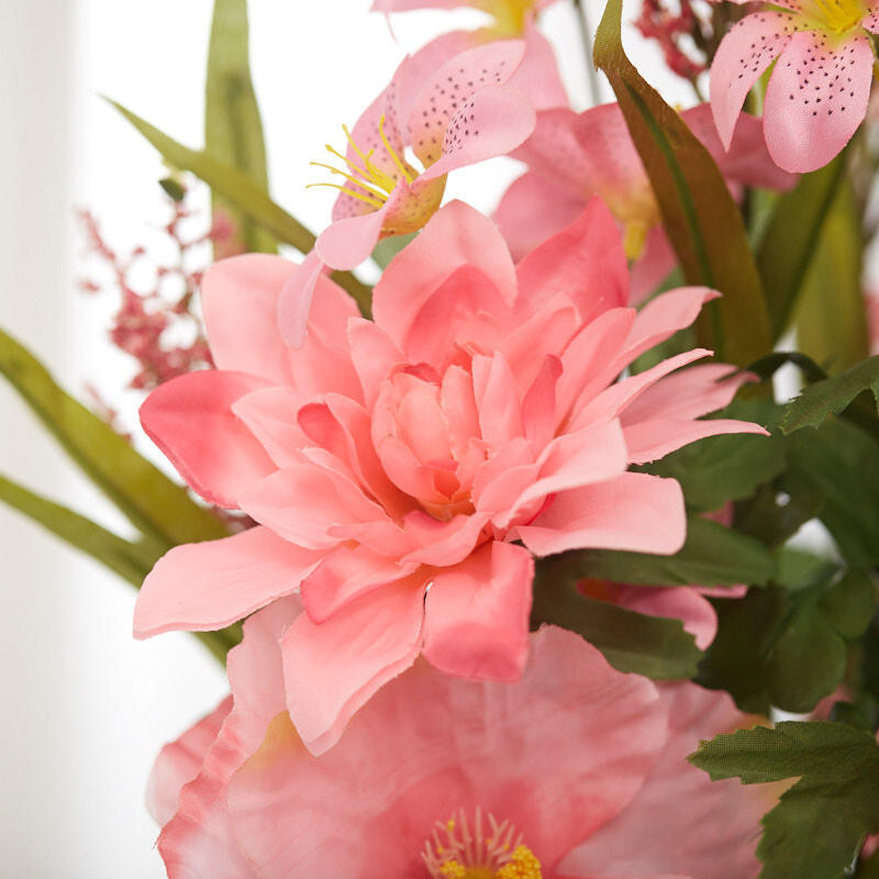 24″ Tall Pink Artificial Dahlia, Poppy, and Lily Bush