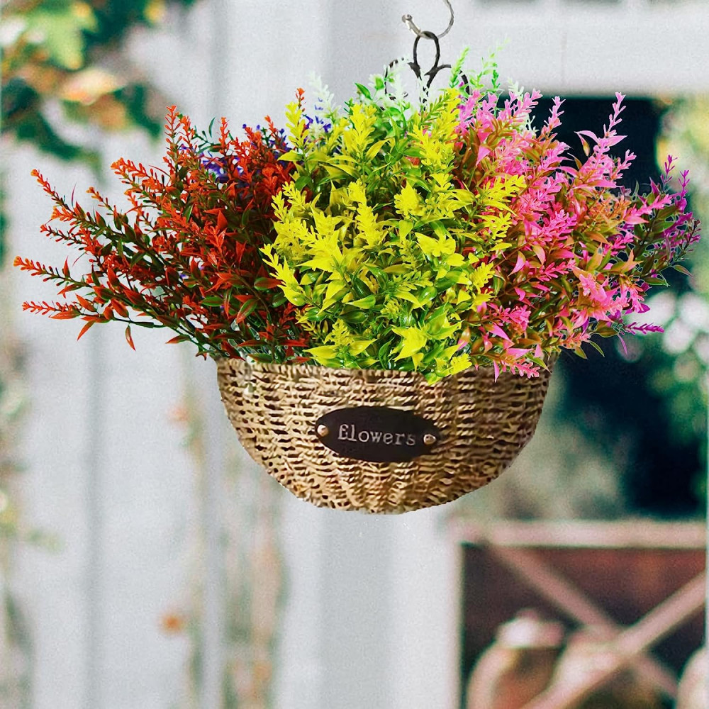 8 Bundles Artificial Flowers Fake Plants Outdoor Yard Garden Wedding Home Decor