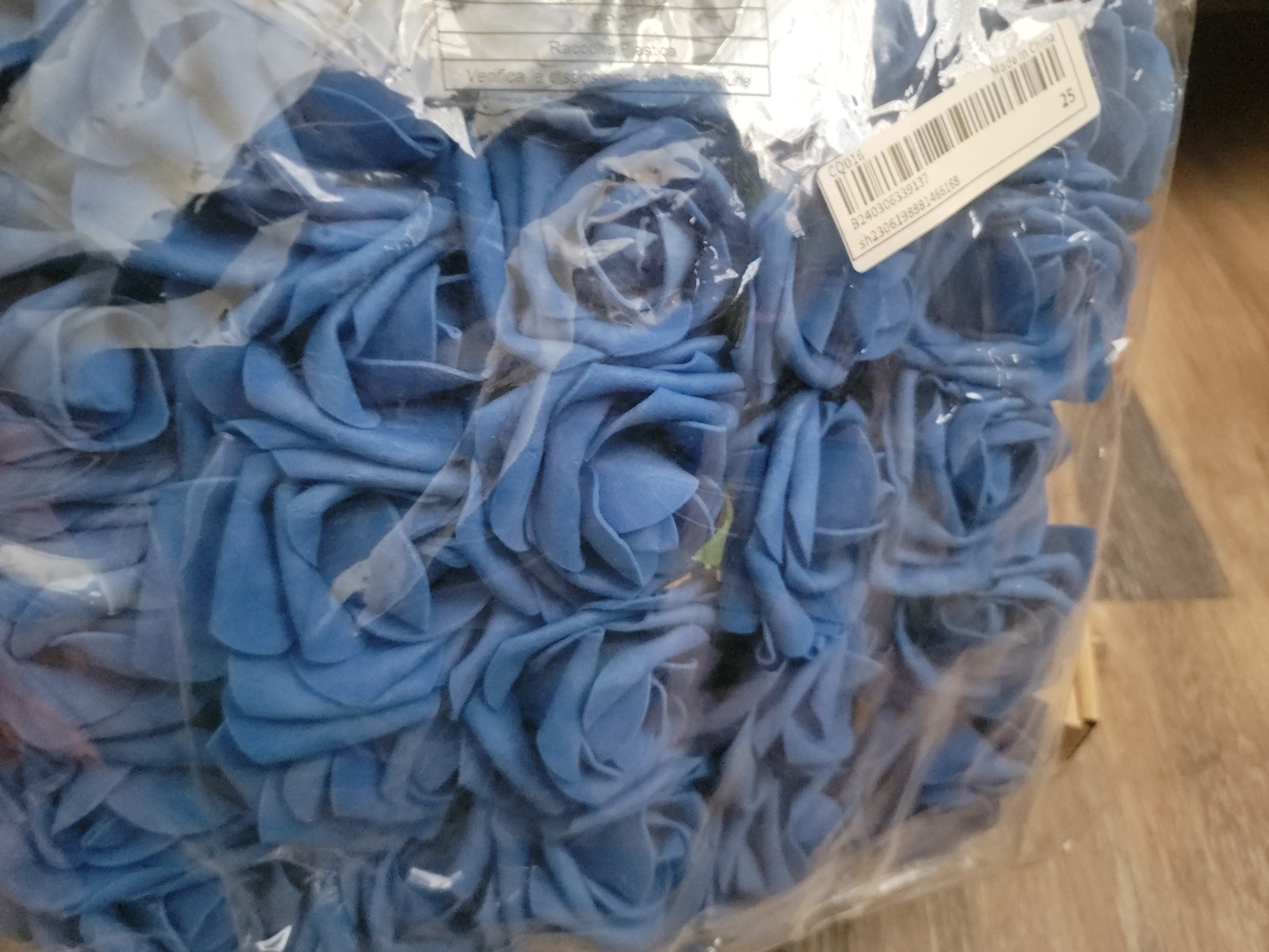 Lot Of 3 Sets~”Real Touch” Roses! New In pkg. Blue, Pink & Orange . 70 Total!