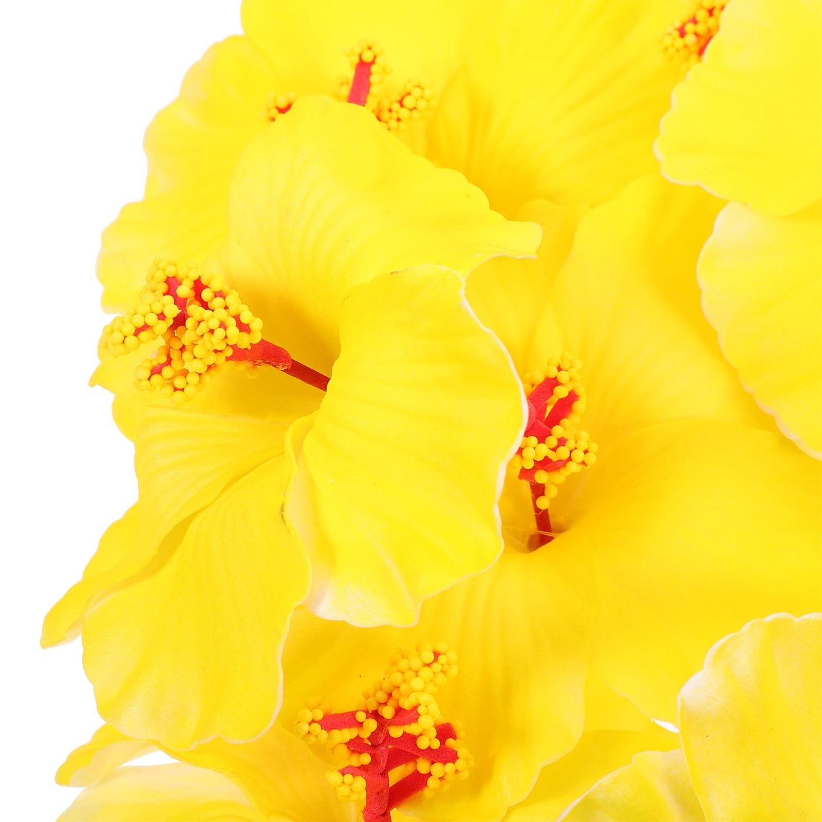10Pcs Artificial Hibiscus Flowers Yellow Eva Tropical Faux Floral Heads for H…