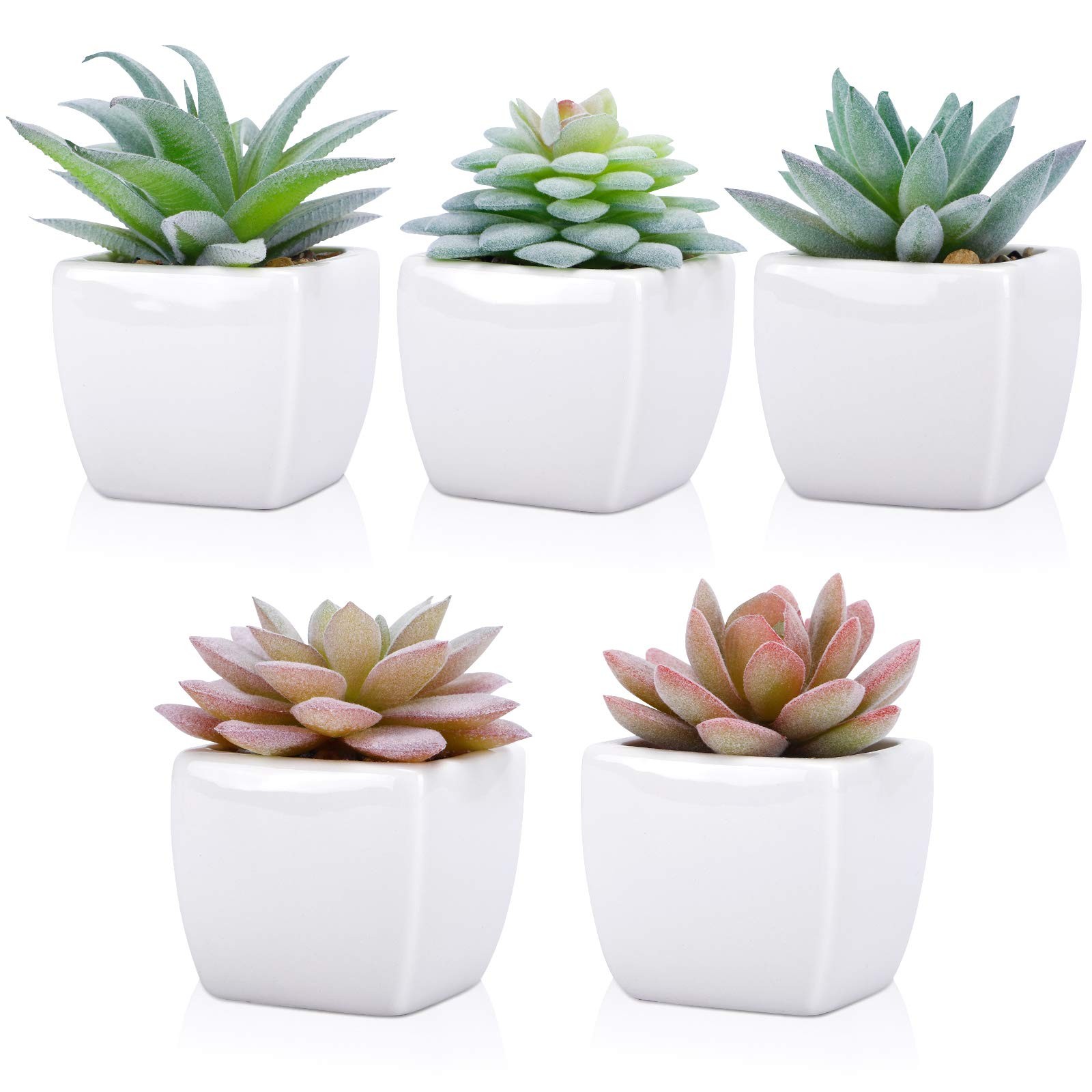 5pcs Artificial Succulent Plants, Small Fake Desk Plants Mini Succulents Indo…