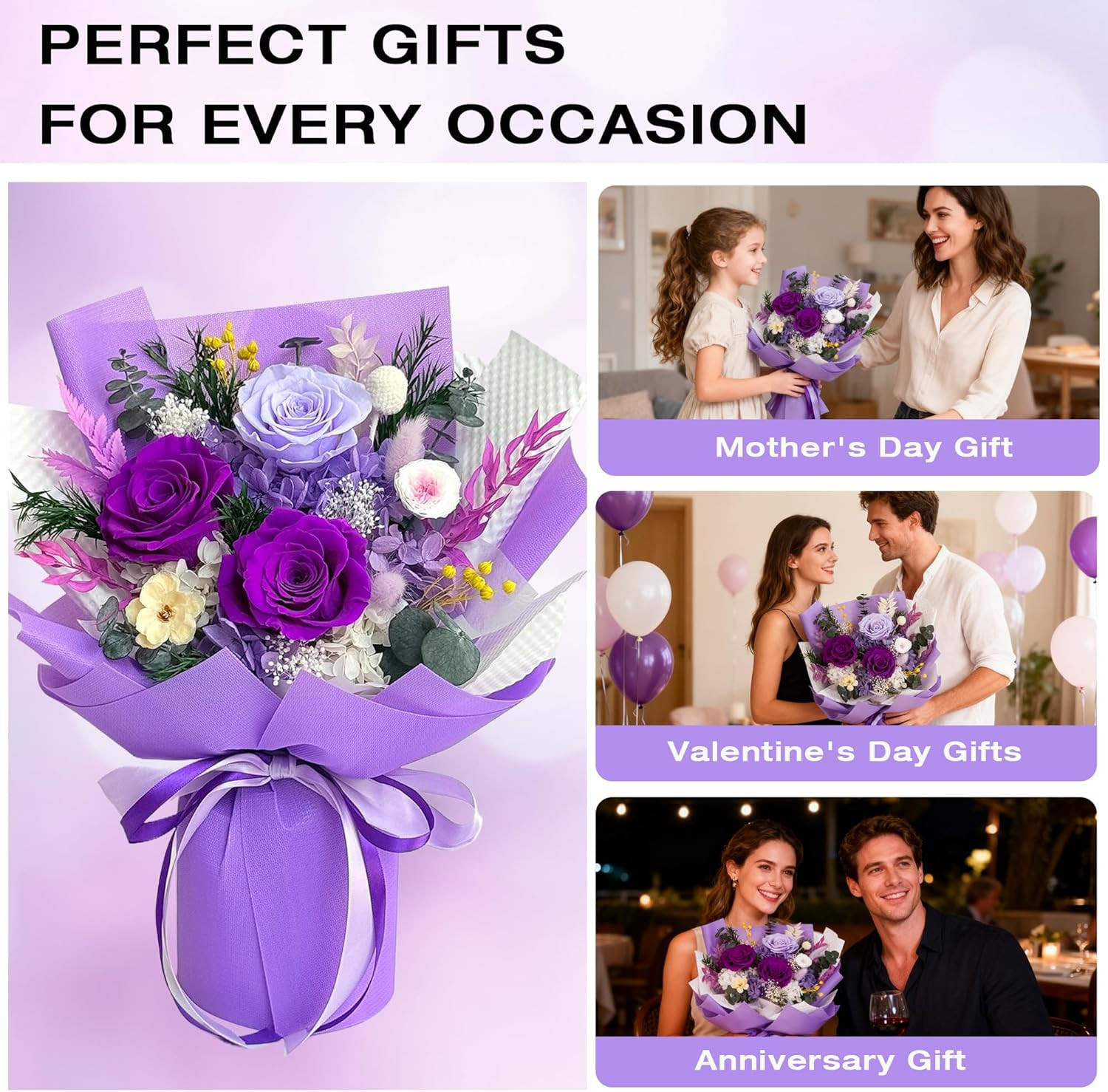 Vrioca Flowers for Delivery, Preserved Flowers Bouquets, Birthday Gifts for Wome