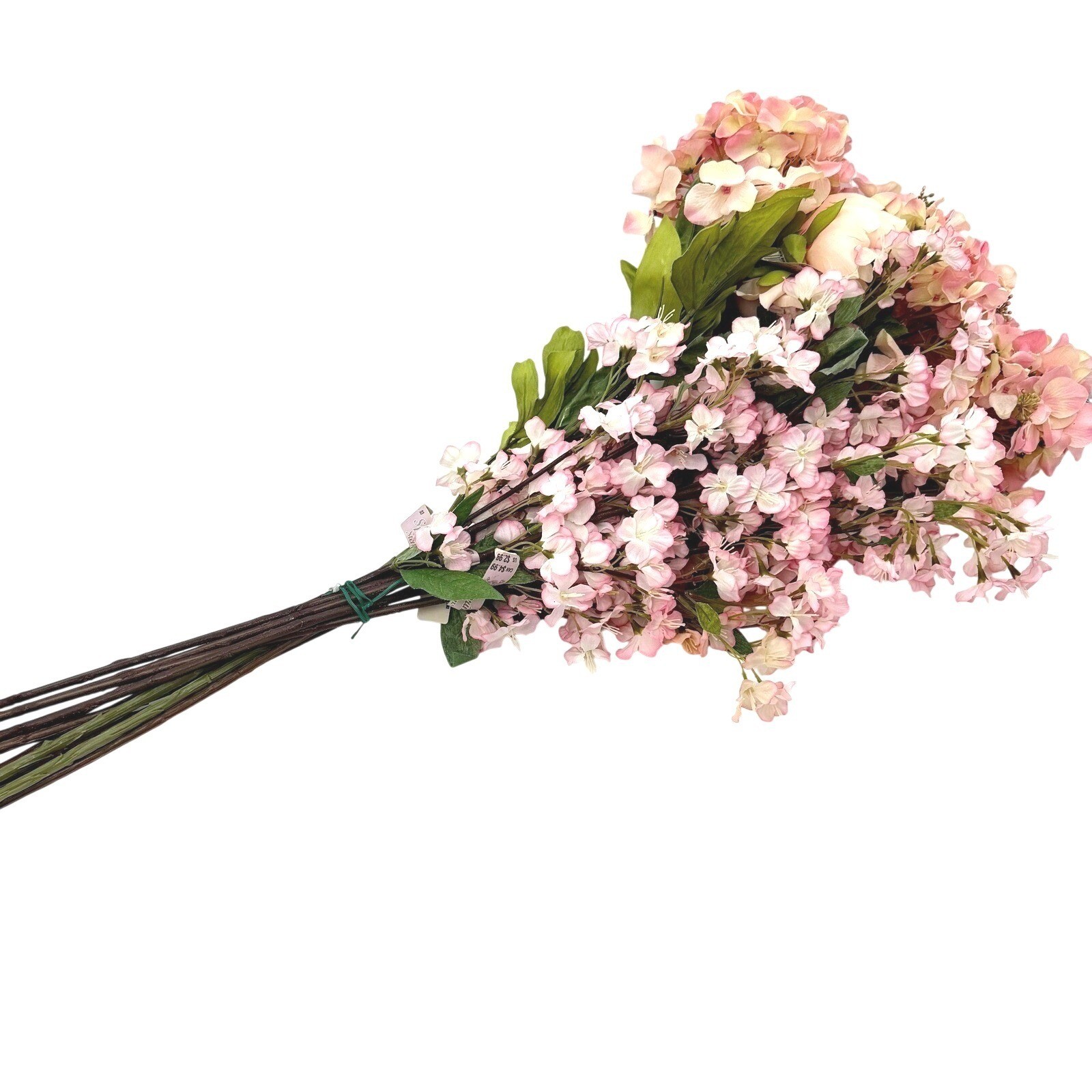 Pink Mixed Artificial Flower Bouquet Silk Cherry Blossom Hydrangea Peony 22in