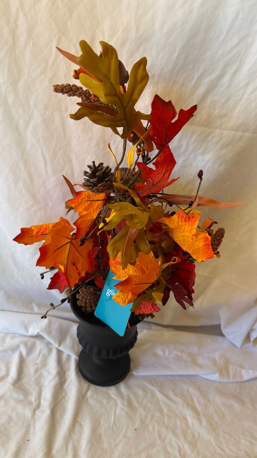 New Glitzhome 24″H Fall Maple Leaf Urn Table Tree