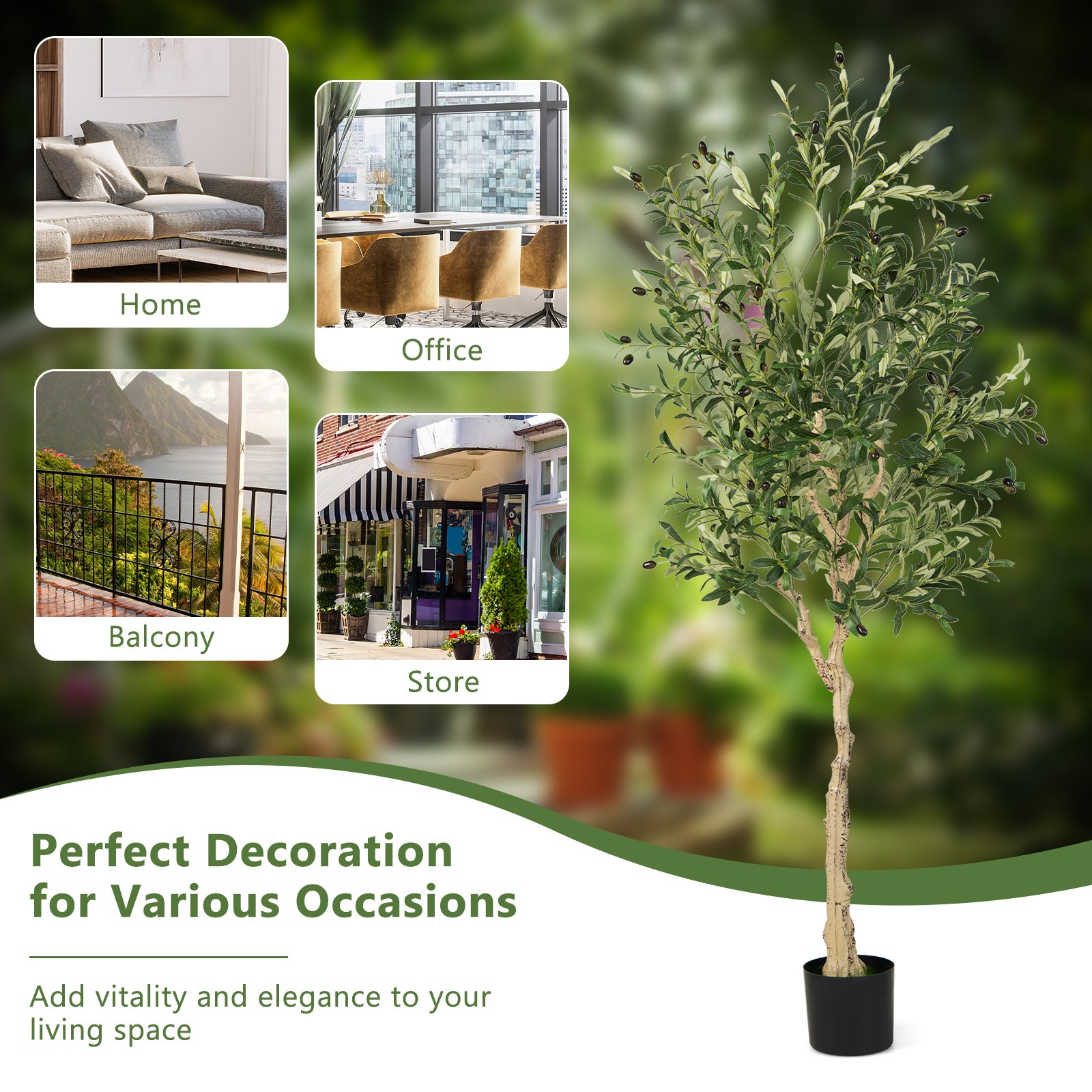 RENATONE 2-Pack Artificial Olive Tree 6 FT Tall Faux Olive Plants