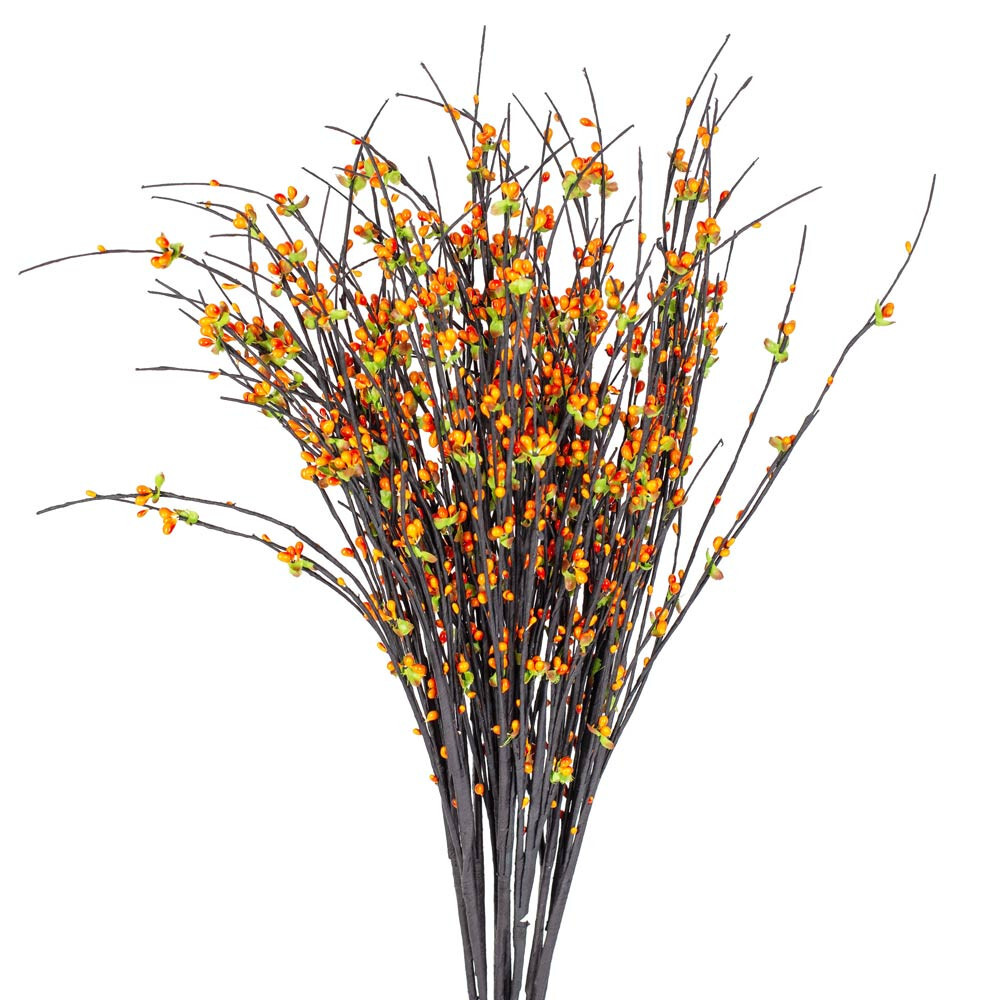 Package of 12 Orange Artificial Berry and Twig 19″ Sprays