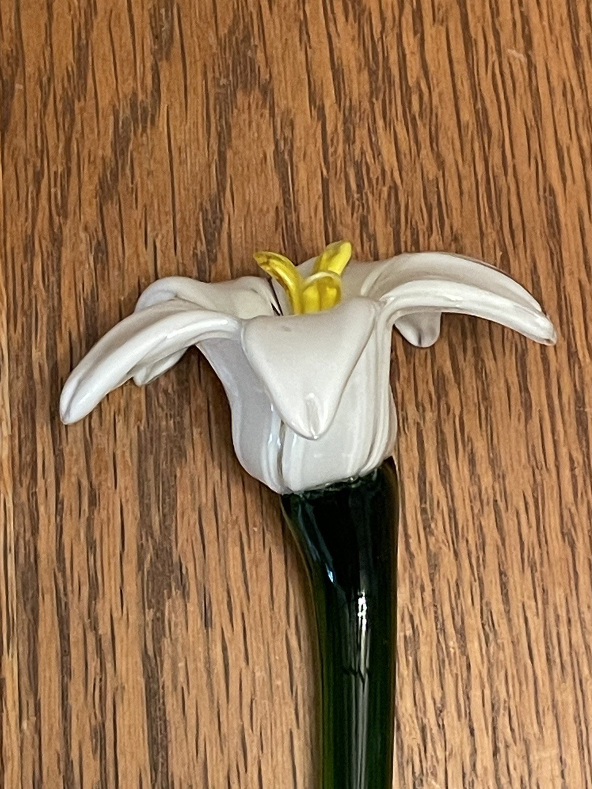 Vtg Murano Style Lot 4 Hand Blown Art Glass Long Stem Flower Bouquet 19″-20″