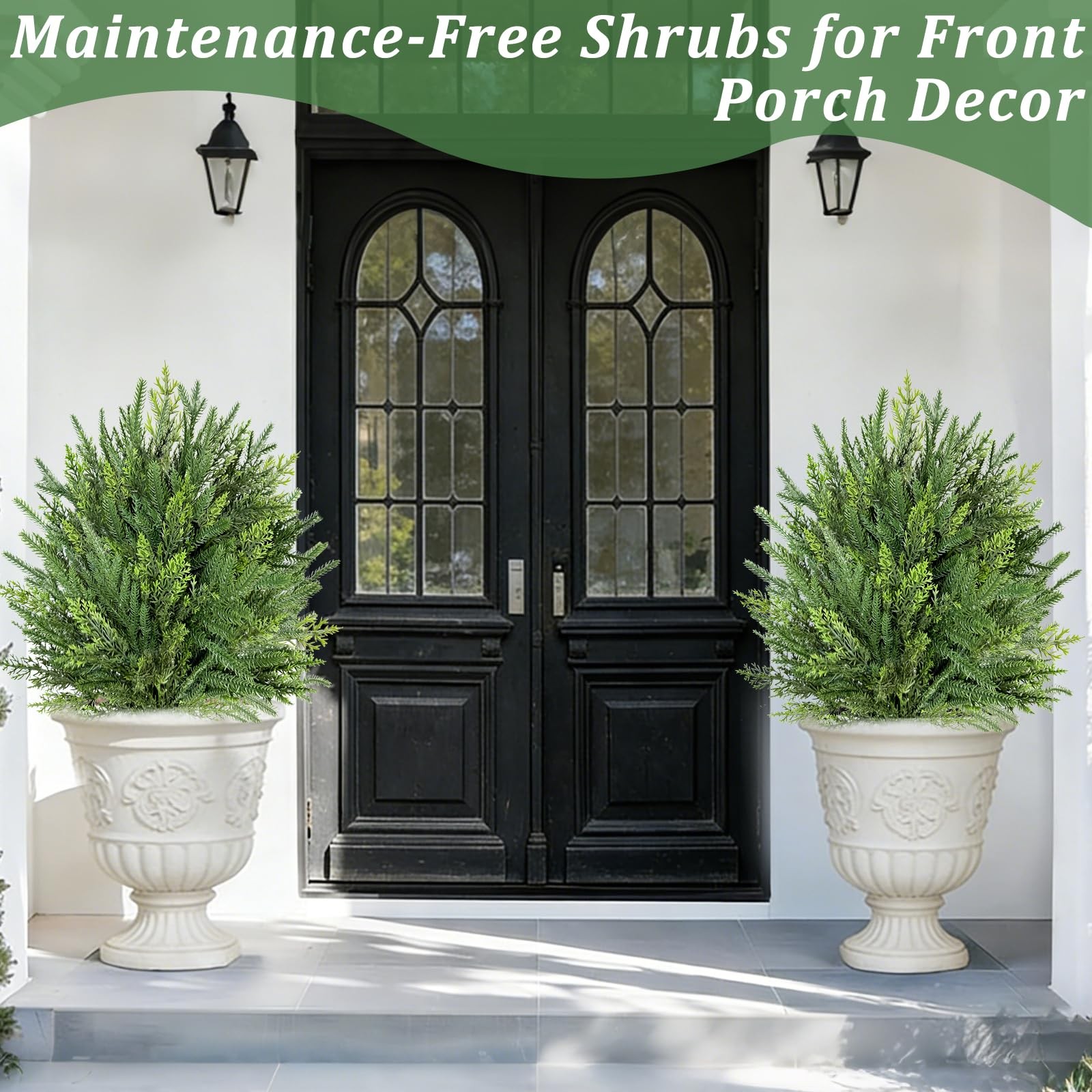 2 Pack Artificial Cypress Topiary Ball Trees with Ground Spike, 24″ Norfolk F…