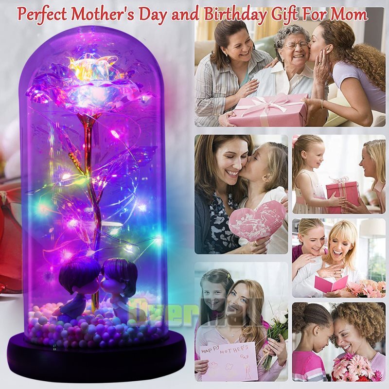 Glass Rose in Glass Dome, Light Up Flower, Eternal Rose – Valentines Day Gifts