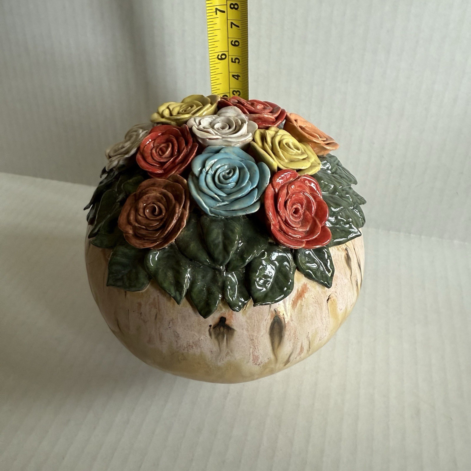 Hand-Made Ceramic Flower Bouquet Garden Ball with Drip Glaze