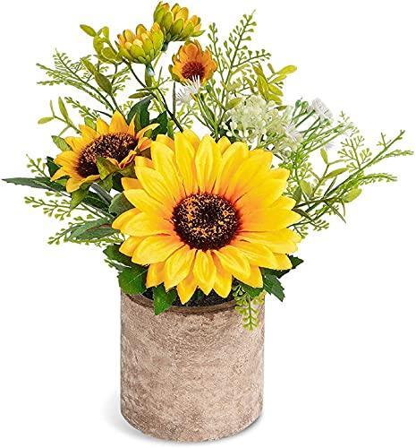 COCOBOO Sunflower Artificial Flowers Pot, Sunflower Decor, Yellow Fake Flower in