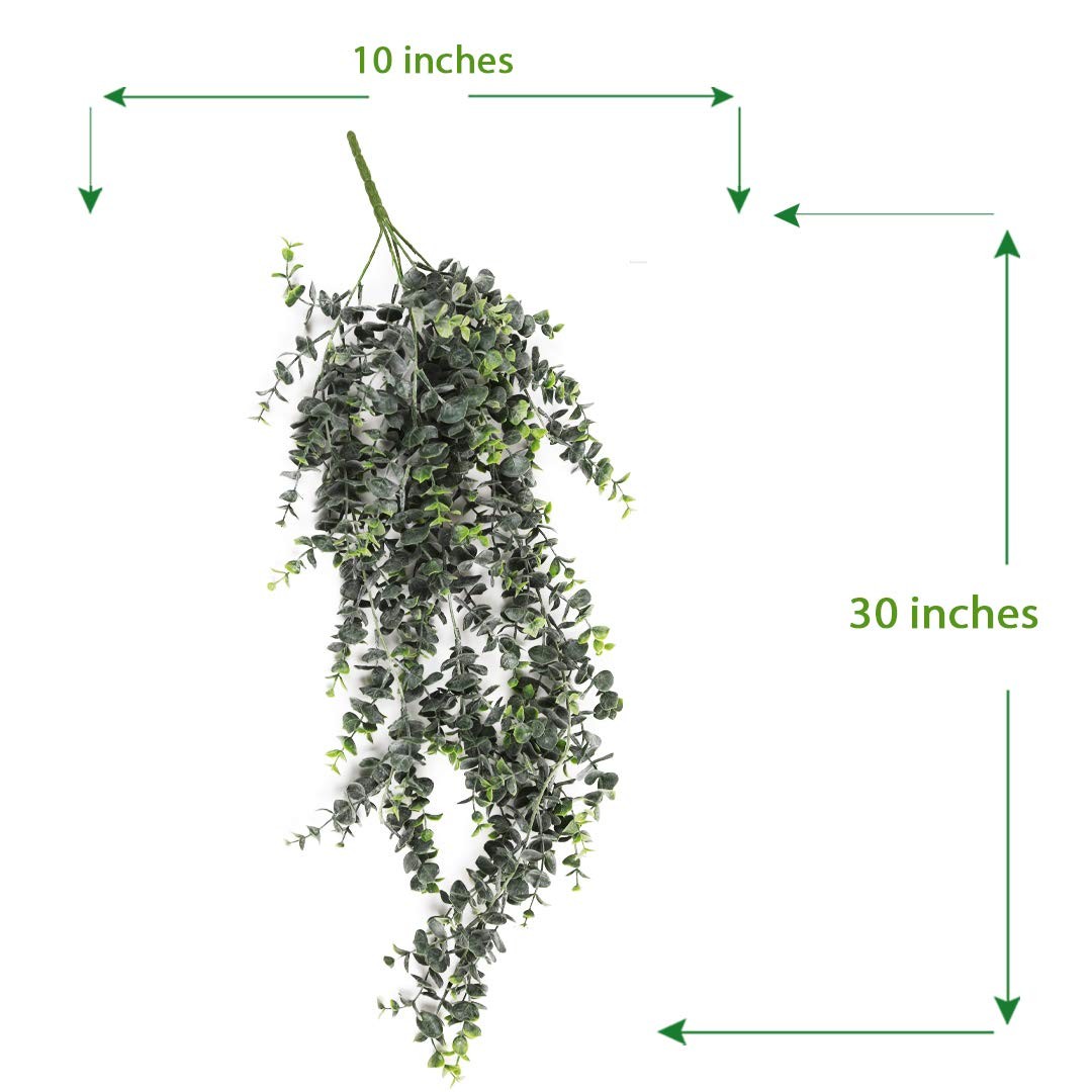 Artificial Hanging Plants – 30” Long Eucalyptus Greenery Bush, Fake Plant for…