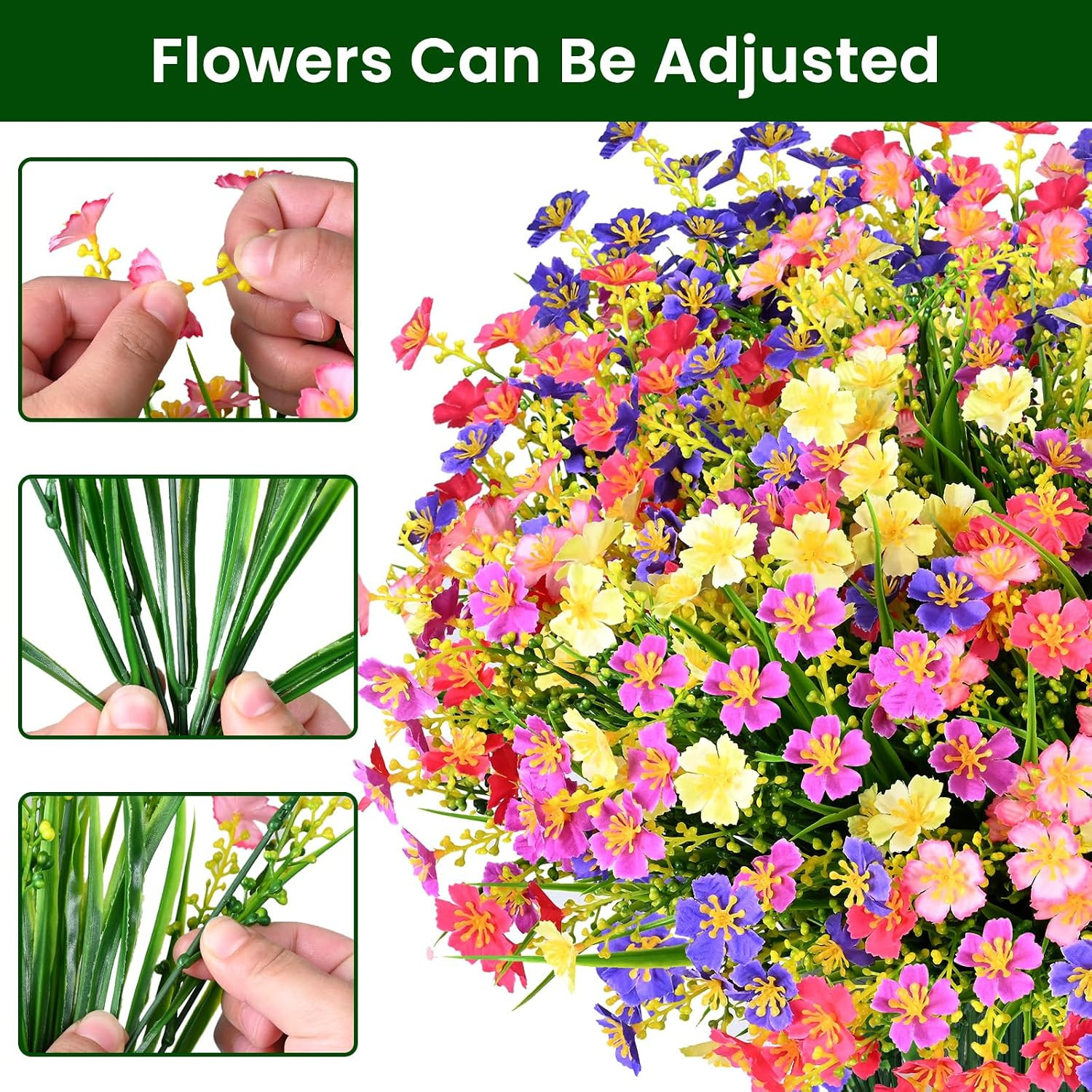 10 PCS UV Resistant Artificial Flowers for Outdoor Garden & Home Decor