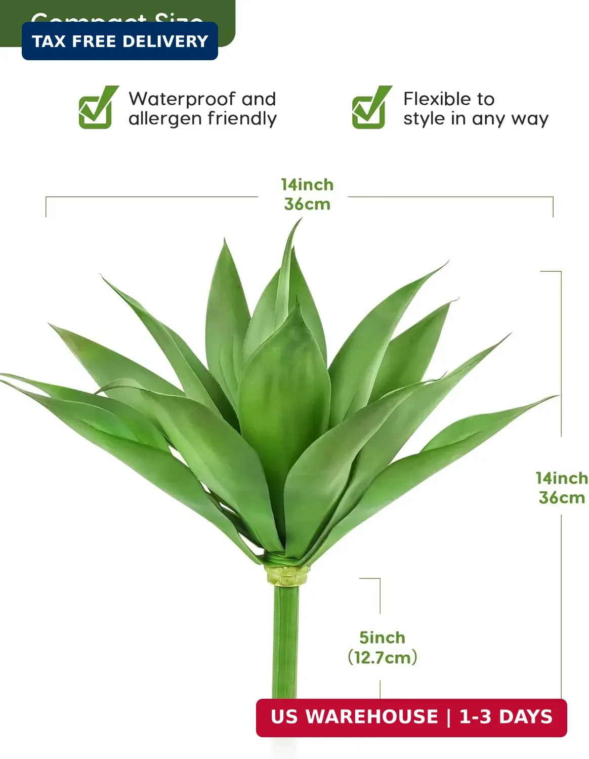 Velener Artificial Plant Outdoor Agave – Small Size UV Resistant Fake Agave Plan