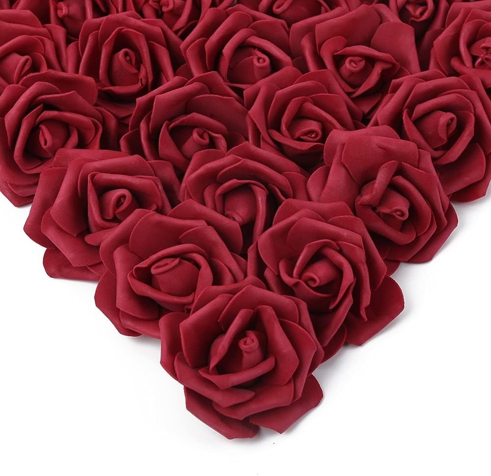 Burgundy Foam Roses, 100 Pack – DIY Wedding Decor
