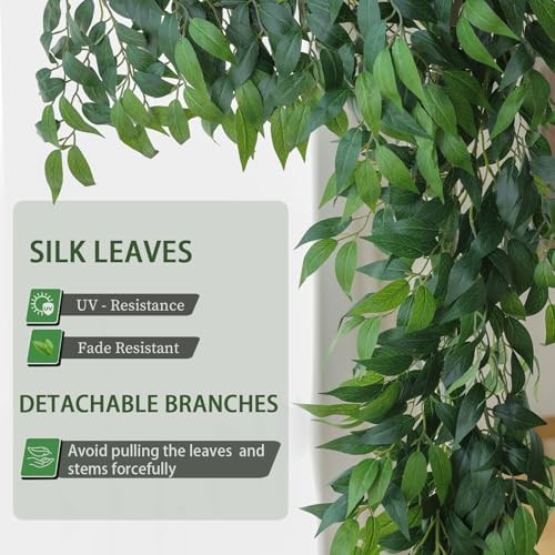 Artificial Vines Garland – Faux Italian Ruscus Vine Greenery – 6.5 Feet