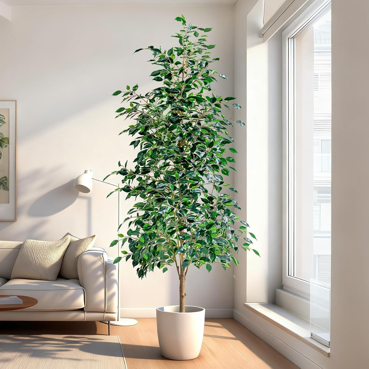 Artificial Ficus Tree 6FT Indoor Faux Tree with Pot Real Looking Green Decor