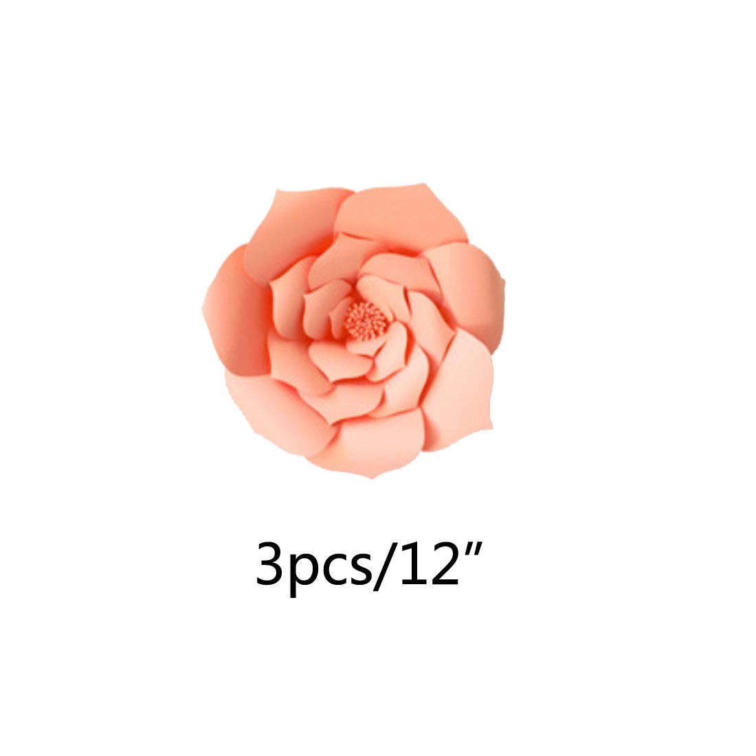 3 PCS Paper Flower Decorations Giant Handcrafted Wall Backdrop Pink 12 Inch