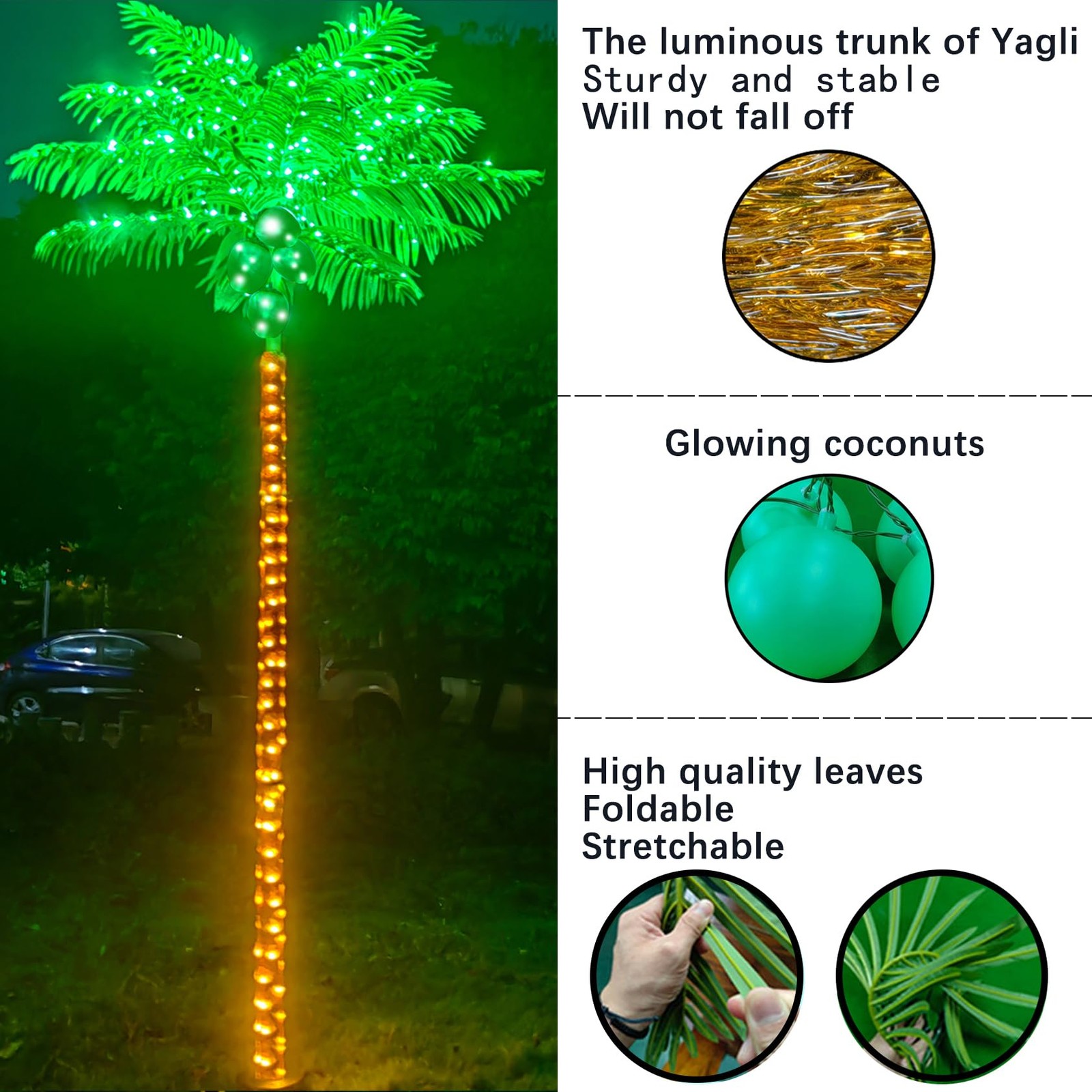 Palm Trees for Outside Patio Decor, 8FT 300LED Lighting Artificial Palm Tree wit