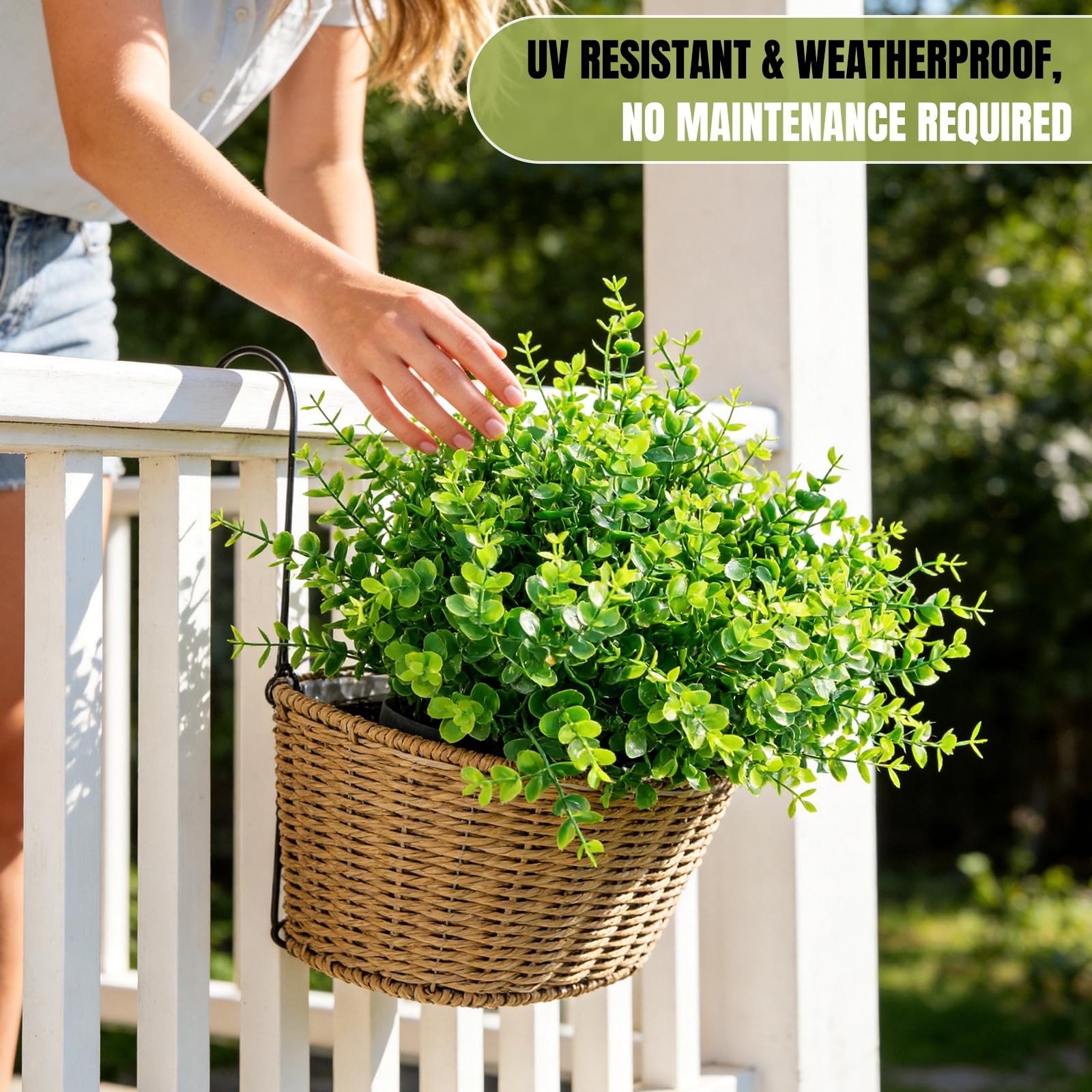 12 Pcs Artificial Greenery for Outdoors UV Resistant & Non-Fading Fake Bushes…