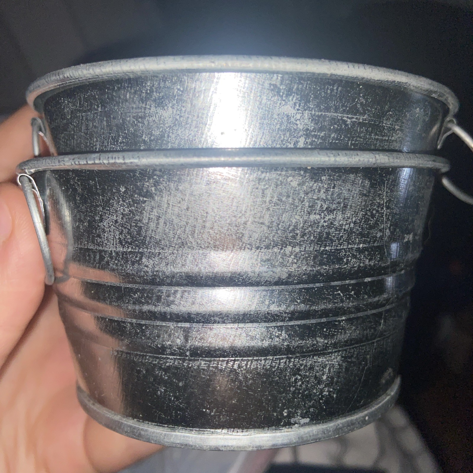Set of 2 Silver Metal Plant Pot