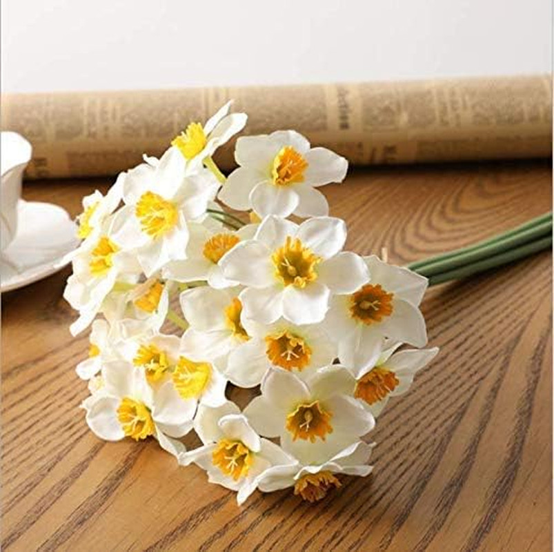 Artificial Daffodil Flowers 15.8 Inches Narcissus Spring Flower Fake Silk Flower
