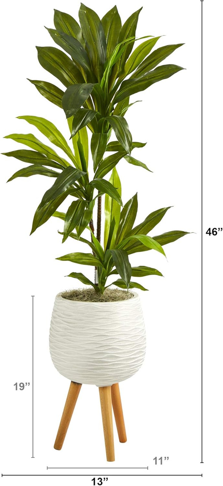 Real Touch 46″ Dracaena Artificial Plant in White Planter with Stand