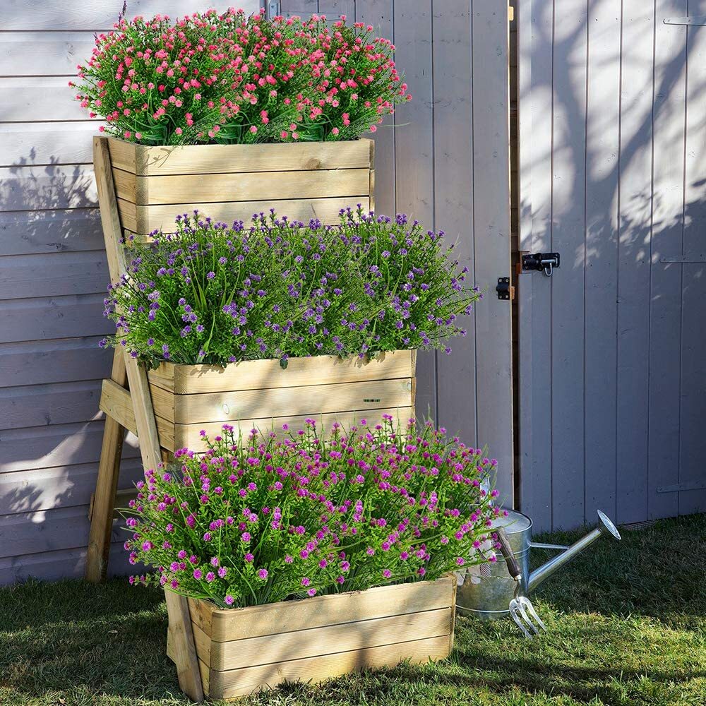 Outdoor Indoor Artificial Flowers Baby’s Breath UV Resistant Greenery Pack of 6