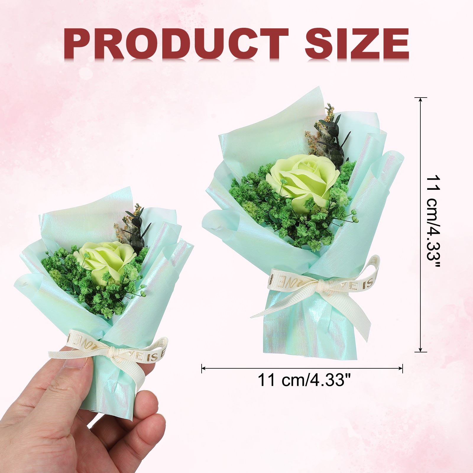 Light Green Rose Dried Flower Bouquet, Car Vent Clip Scent Diffuser, Style 4
