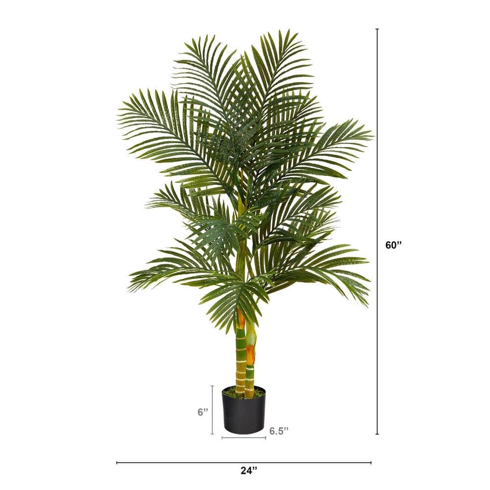 5ft Artificial Double Stalk Golden Cane Palm Tree Home Decoration Indoor Display