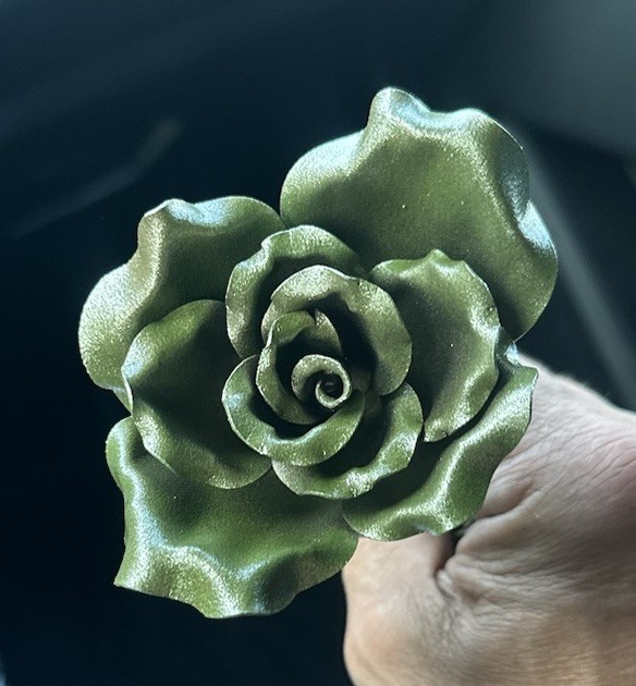 Powder coated Metal Rose Flowers, handcrafted, bent, and welded. $35/Rose w/Stem