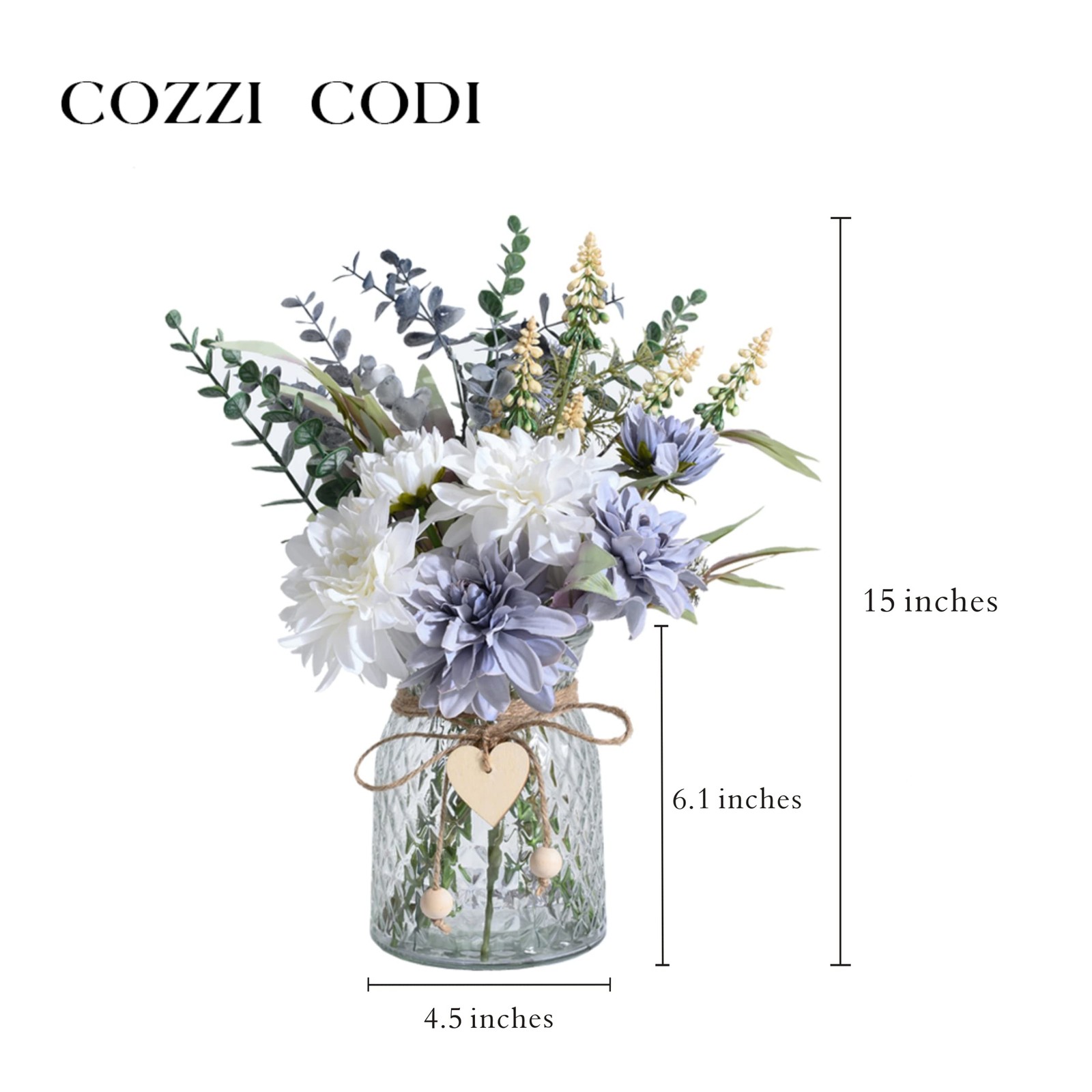 Fake Flowers Artificial Blue Flowers with Vase, Table Centerpieces for Dining…