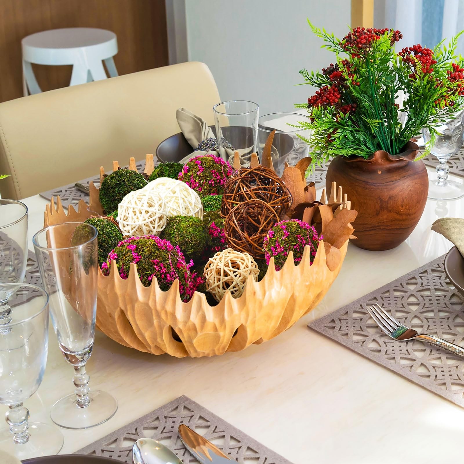 36 Pcs Decorative Moss Balls for Centerpieces, Rattan Wicker Orbs, Vase Filler,