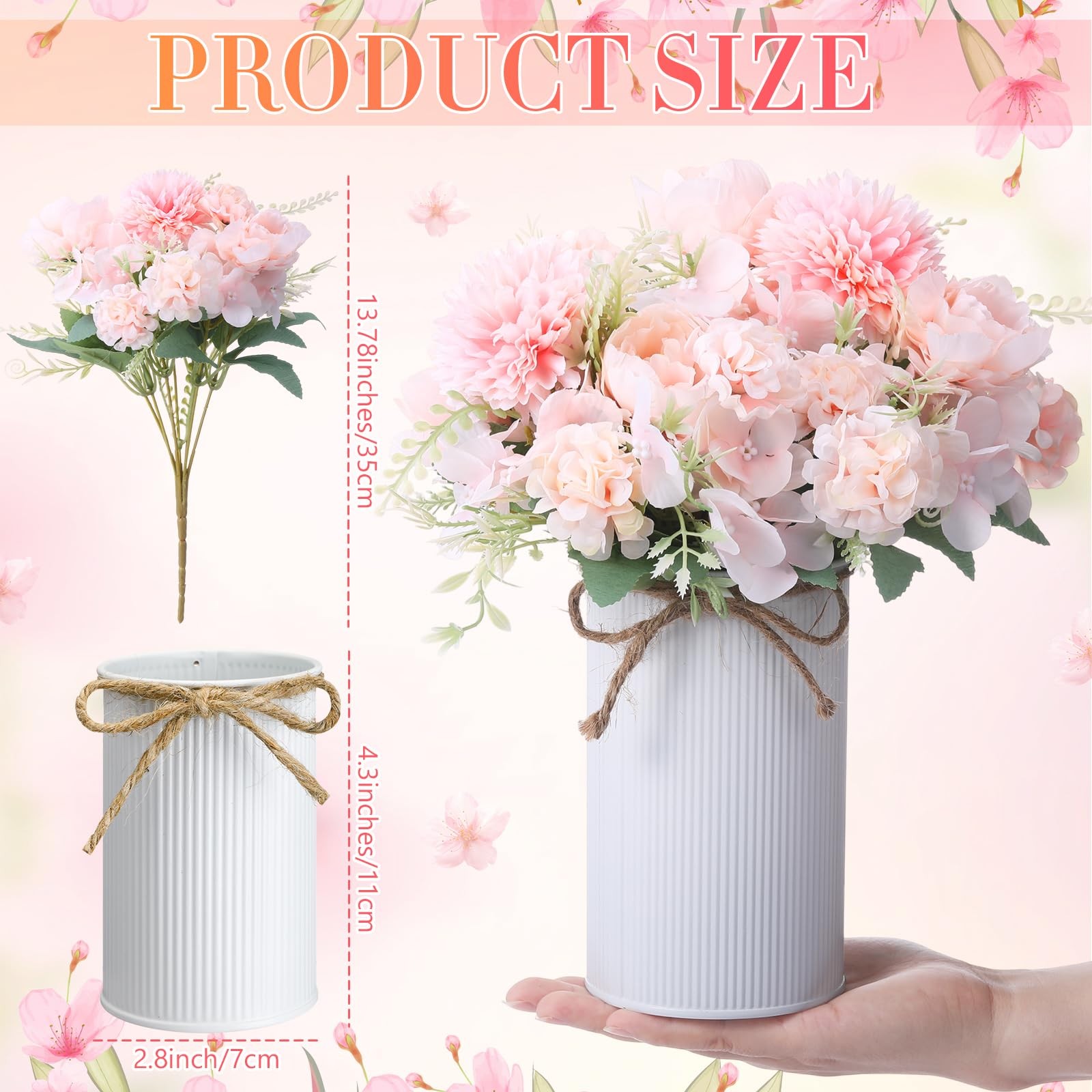 6 Sets Wedding Centerpiece for Table Decoration Light Pink Artificial Fake Ro…