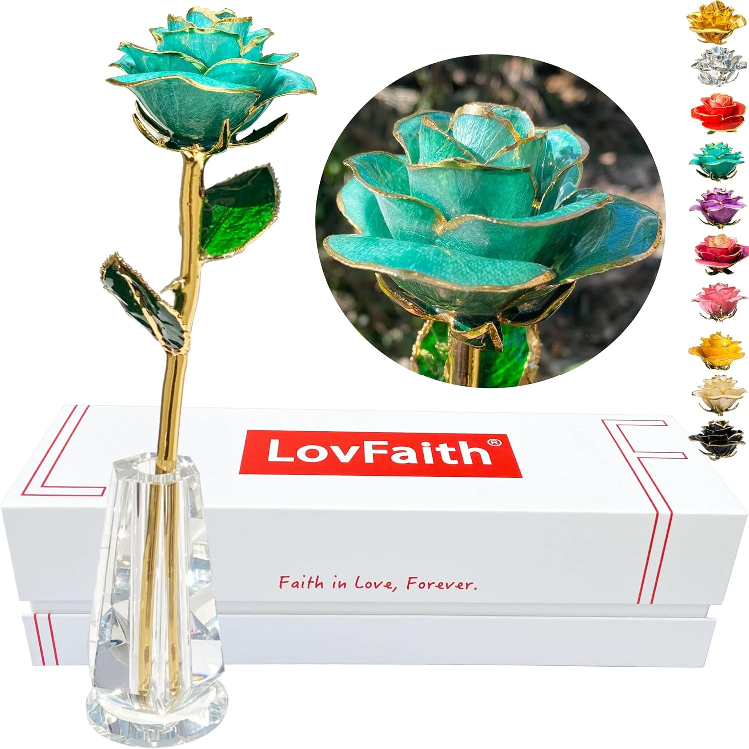 24K Gold Dipped Rose with Crystal Vase, Love‘S Gift for Her Wife | Top Quality f