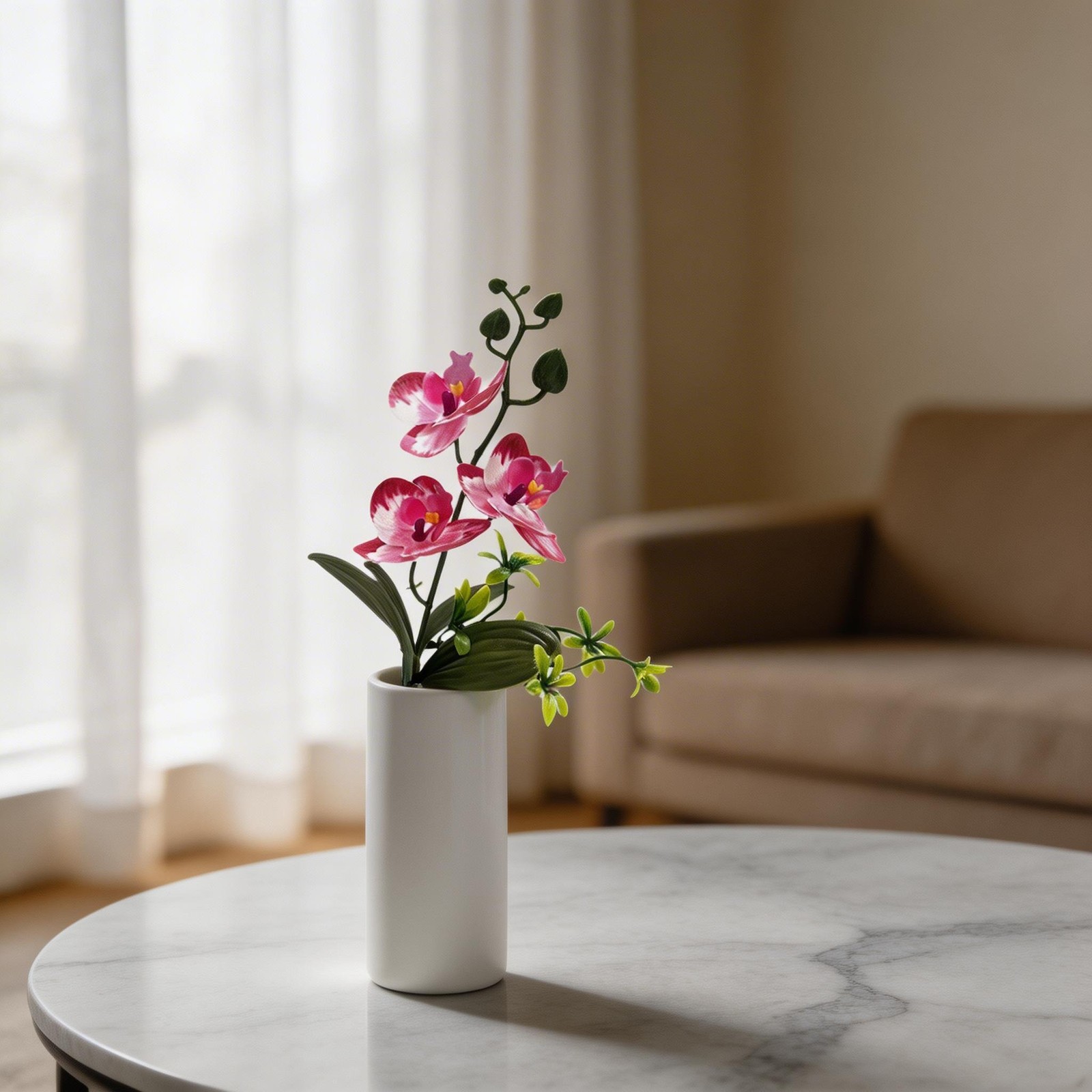 Artificial Phalaenopsis Orchid 25cm Realistic Faux Flower Bouquet for Decor
